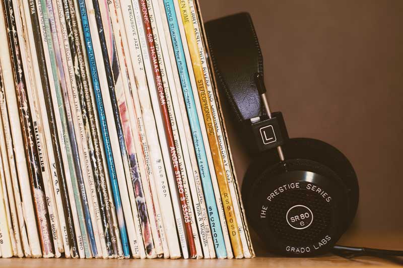 vinyls and headphones
